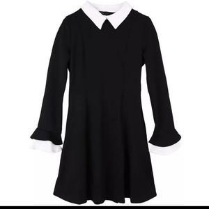 Punk Wednesday Addams Contrast collar dress